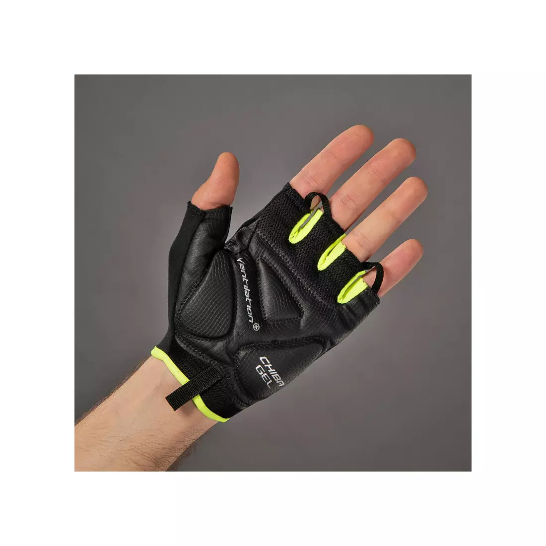CHIBA AIR PLUS cycling gloves, black-fluorine 30145