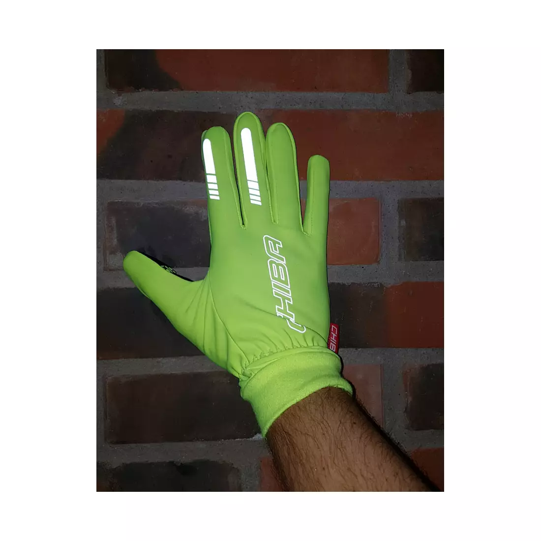 CHIBA waterproof cycling gloves THERMOFLEECE WATERPRO fluo