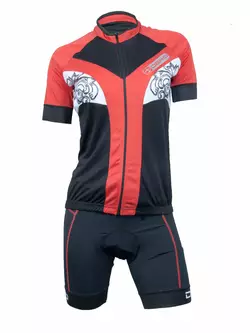 DEKO ANGEL women's cycling set, jersey + shorts, black-red