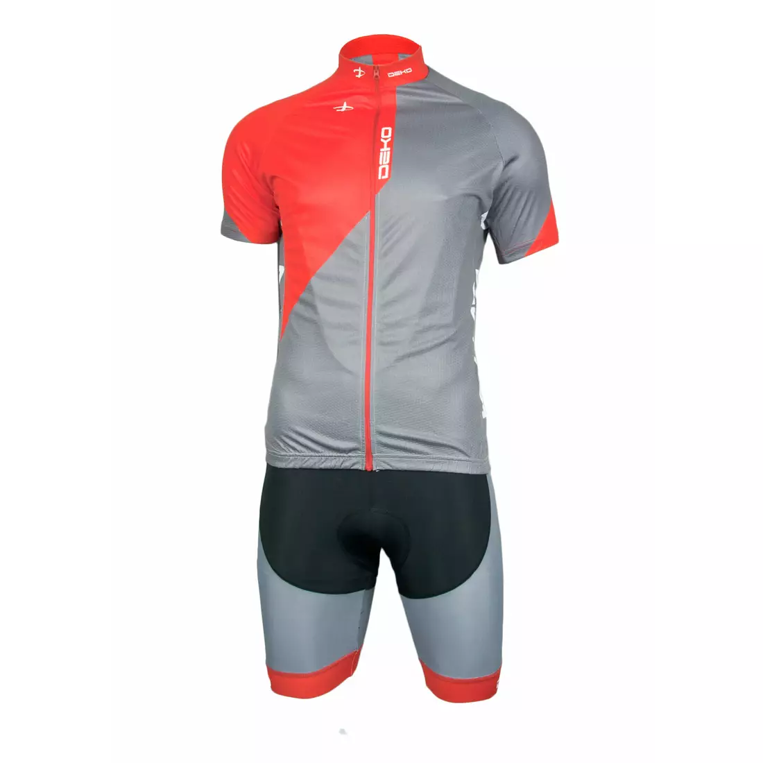 DEKO CHARCOAL - men's cycling set: shorts + jersey, black, gray and red