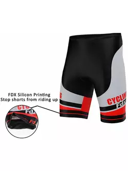 FDX 1070 men's bibless cycling shorts, black and red
