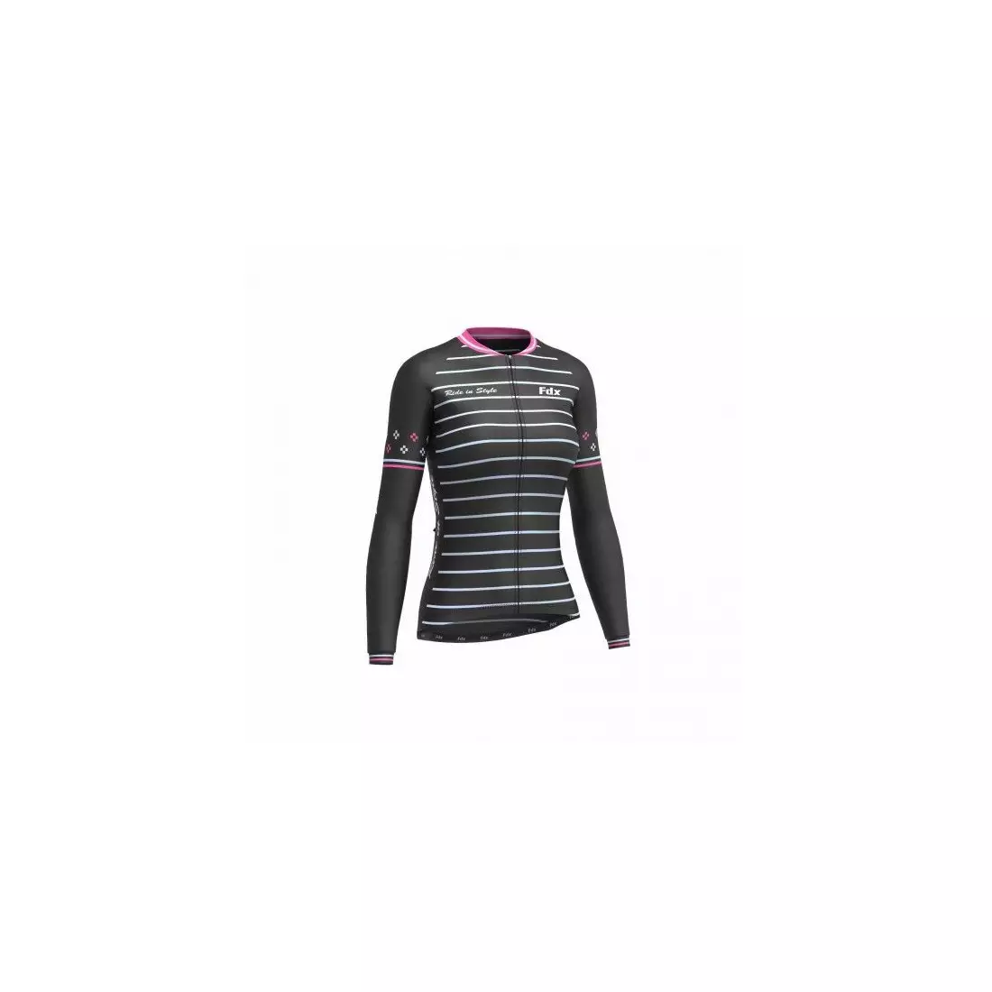  FDX 1480 Women's insulated cycling sweatshirt, black and pink