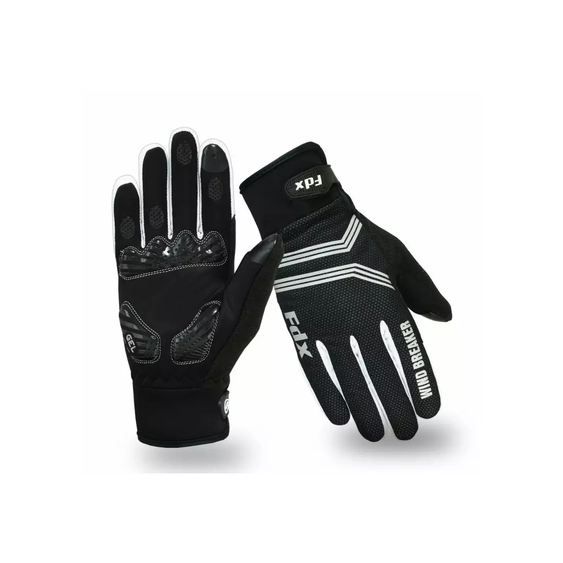 FDX Winter cycling gloves Wind Breaker Gel, black-white