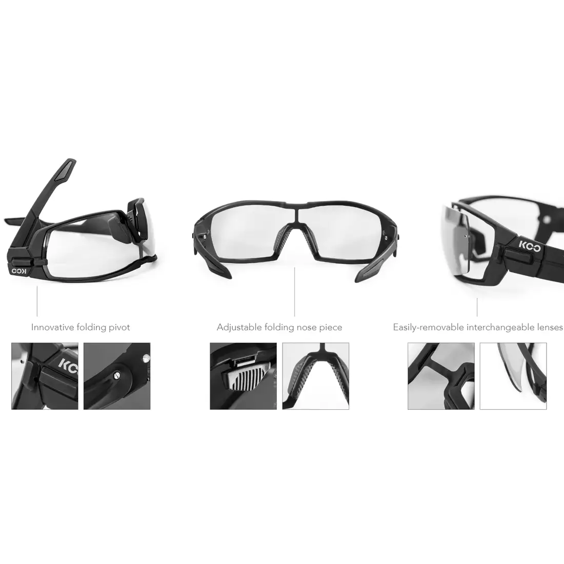 KOO OPEN - sports glasses BLACK CEY00002.201 - black-szkło-smokemirror/clear
