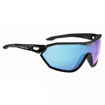ALPINA S-WAY CM Sports glasses, black matt, blue mirror S3