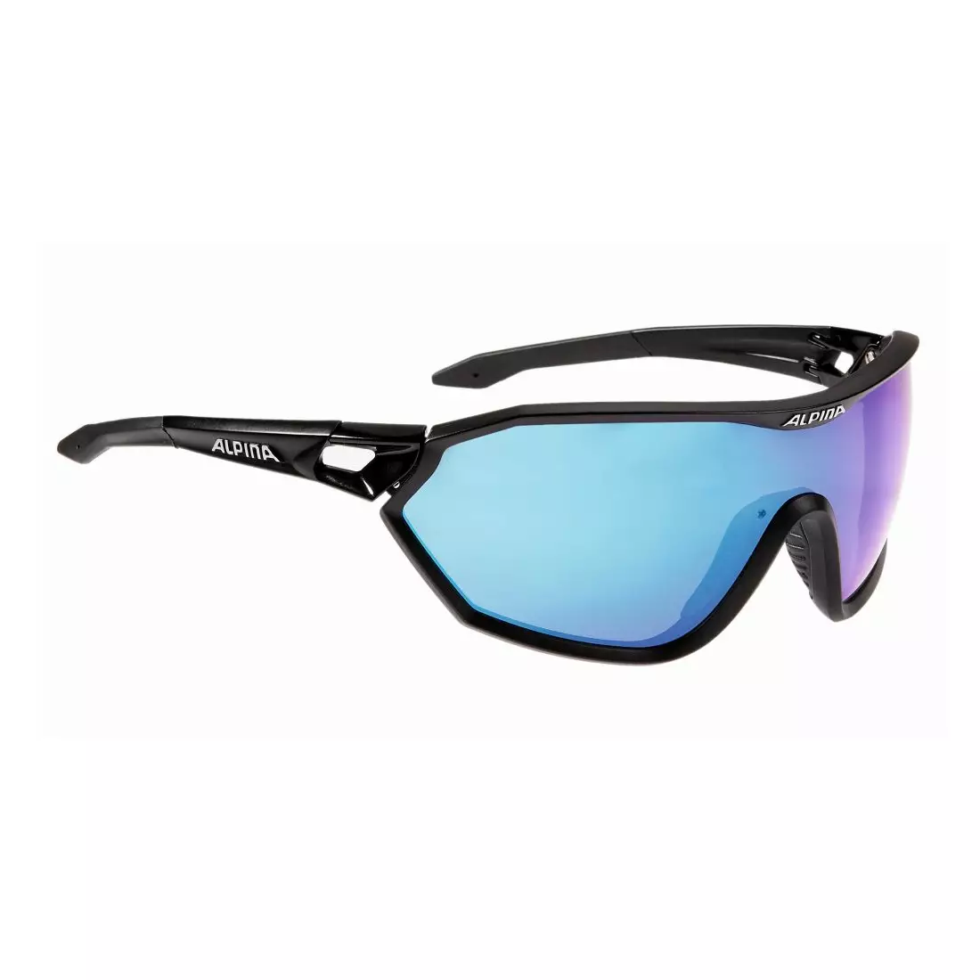 ALPINA S-WAY CM Sports glasses, black matt, blue mirror S3