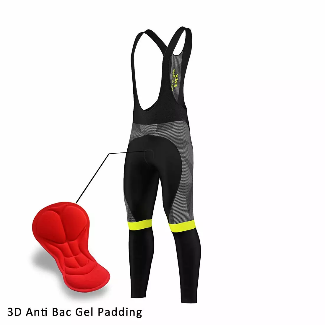 FDX 1270 insulated bib shorts, black and yellow