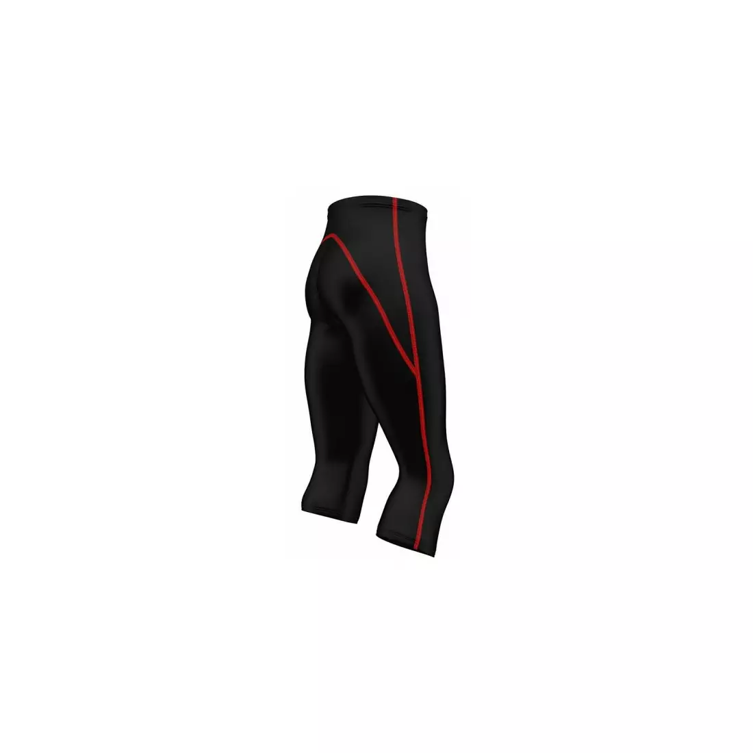 FDX 1600 men's 3/4 cycling shorts, black with red seams