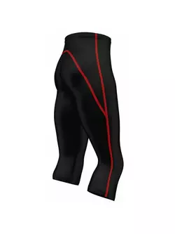 FDX 1600 men's 3/4 cycling shorts, black with red seams