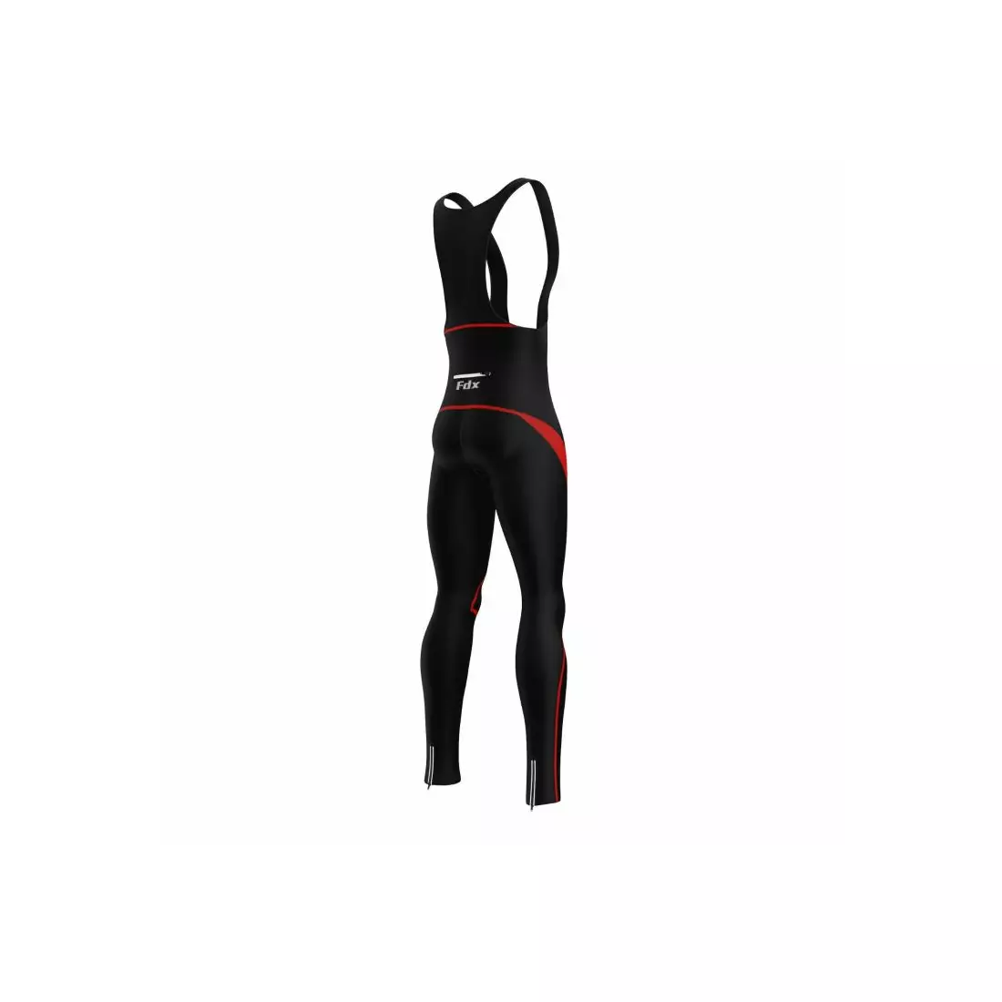 FDX 1820 black and red insulated cycling trousers with braces