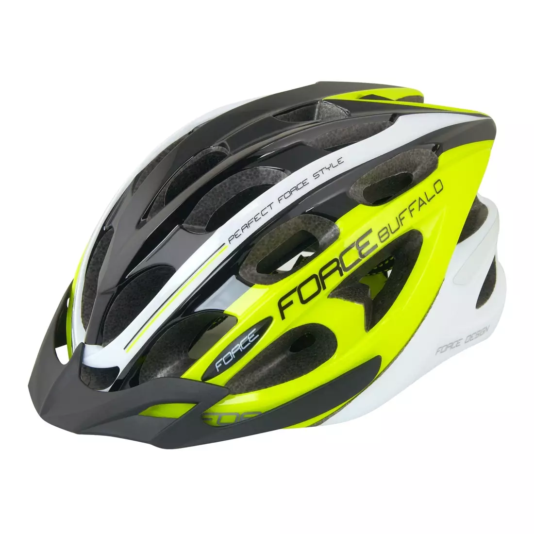 FORCE BUFFALO bicycle helmet, fluoro, black and white