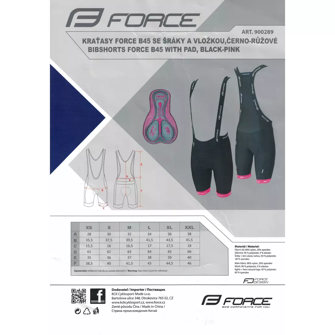 FORCE Women's cycling shorts with braces B45 black-pink 900287 