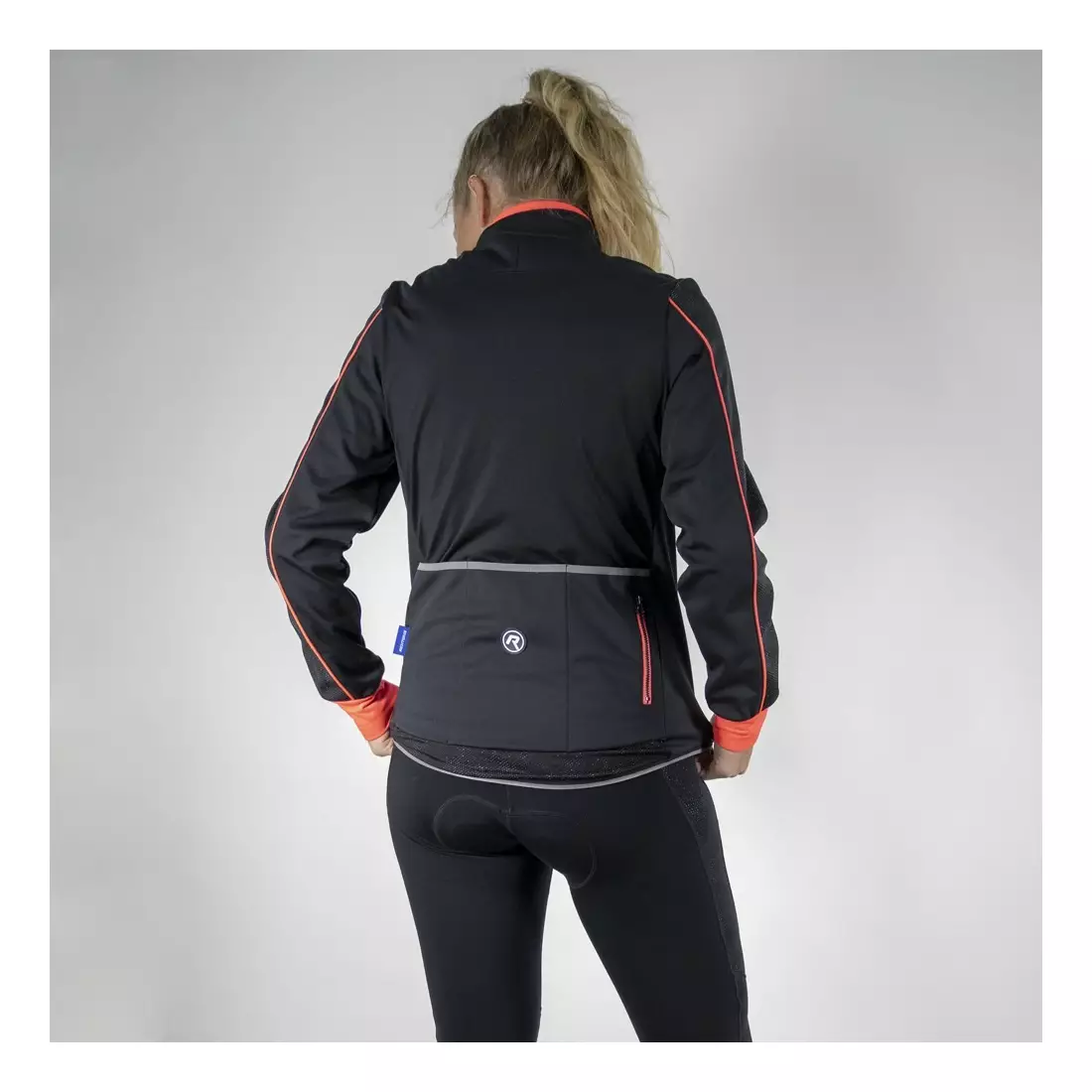 ROGELLI CAMILLA 3.0 women's winter cycling jacket, softshell, black-fluor coral