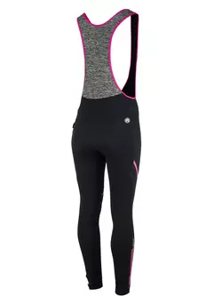 ROGELLI CAROU 2.0 women's insulated cycling trousers, suspender, black-pink-gray