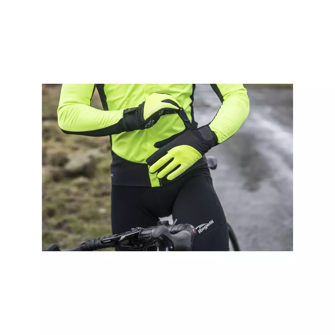 ROGELLI STORM winter cycling gloves, softshell, fluor