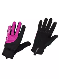 ROGELLI STORM women's winter cycling gloves, softshell, black-pink