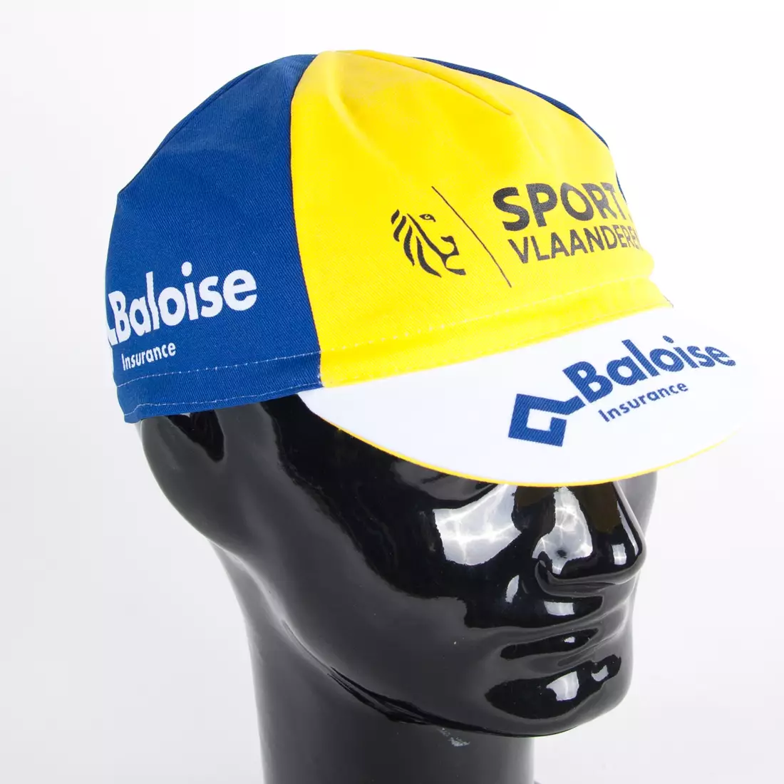 Apis Profi cycling cap SPORT vlaanderen Baloise Insurance blue yellow white visor
