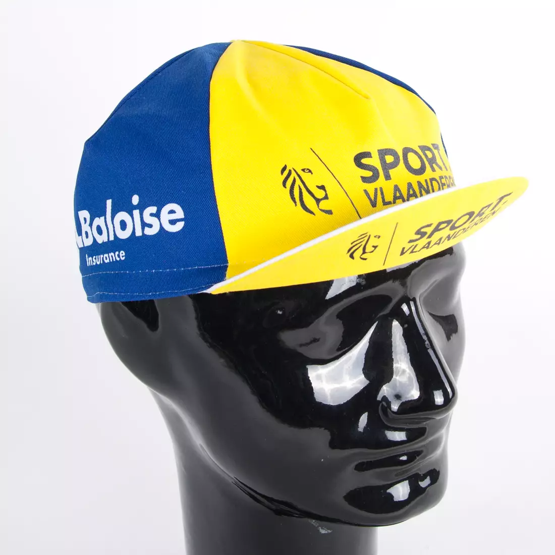 Apis Profi cycling cap SPORT vlaanderen Baloise Insurance blue yellow white visor