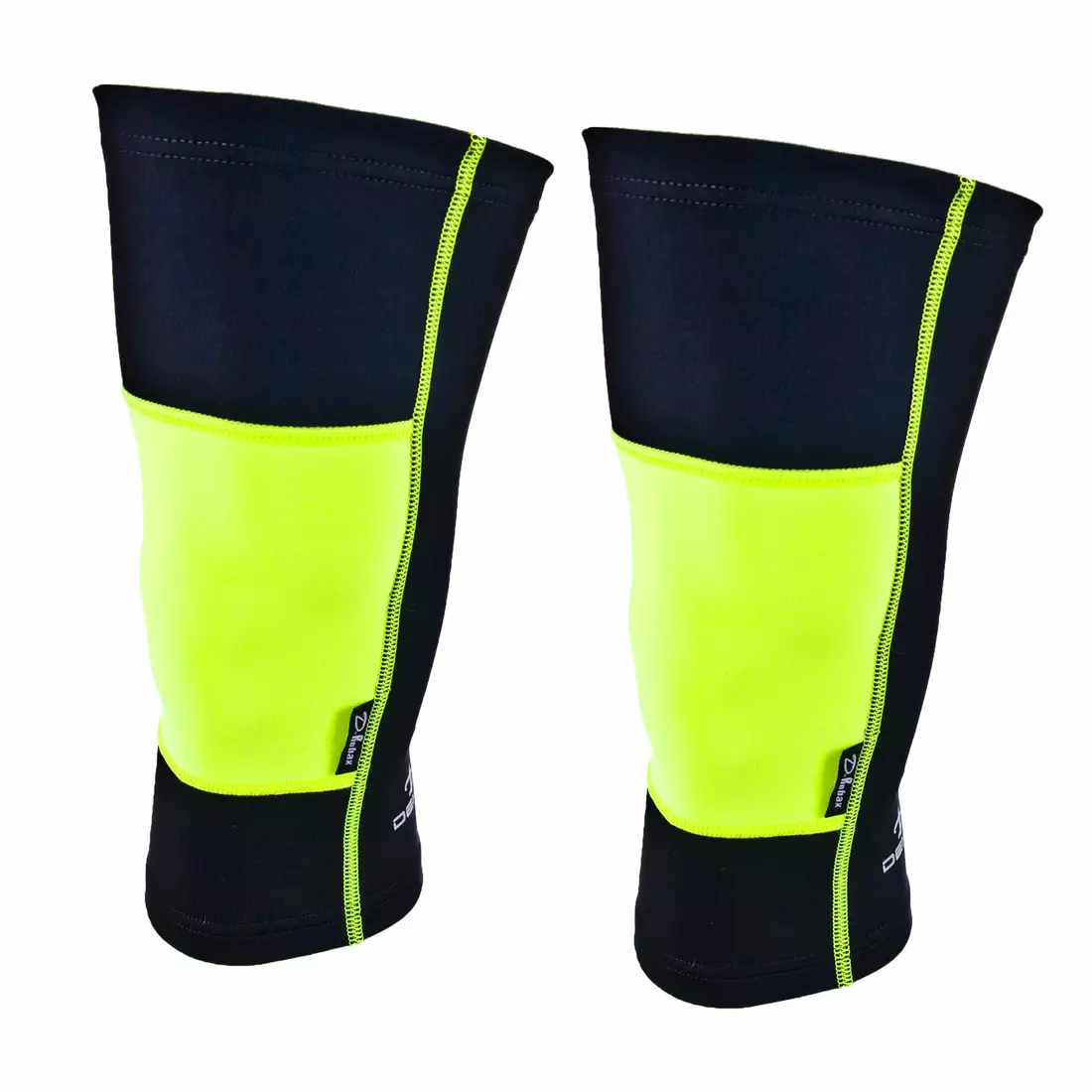 DEKO DUAL D-ROBAX insulated bicycle knee pads, black and fluorine