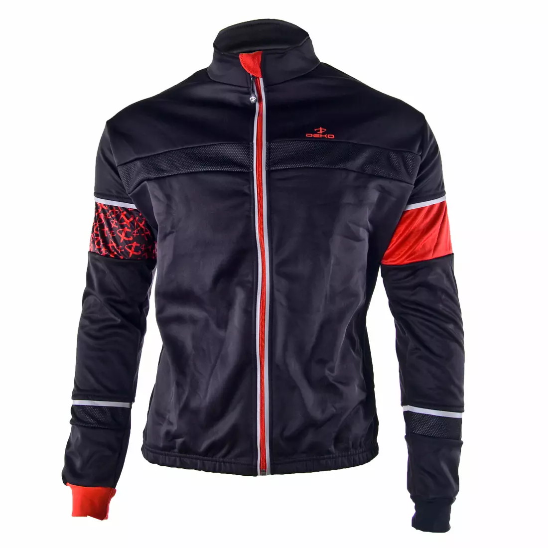 DEKO KOLUN black and red softshell cycling jacket