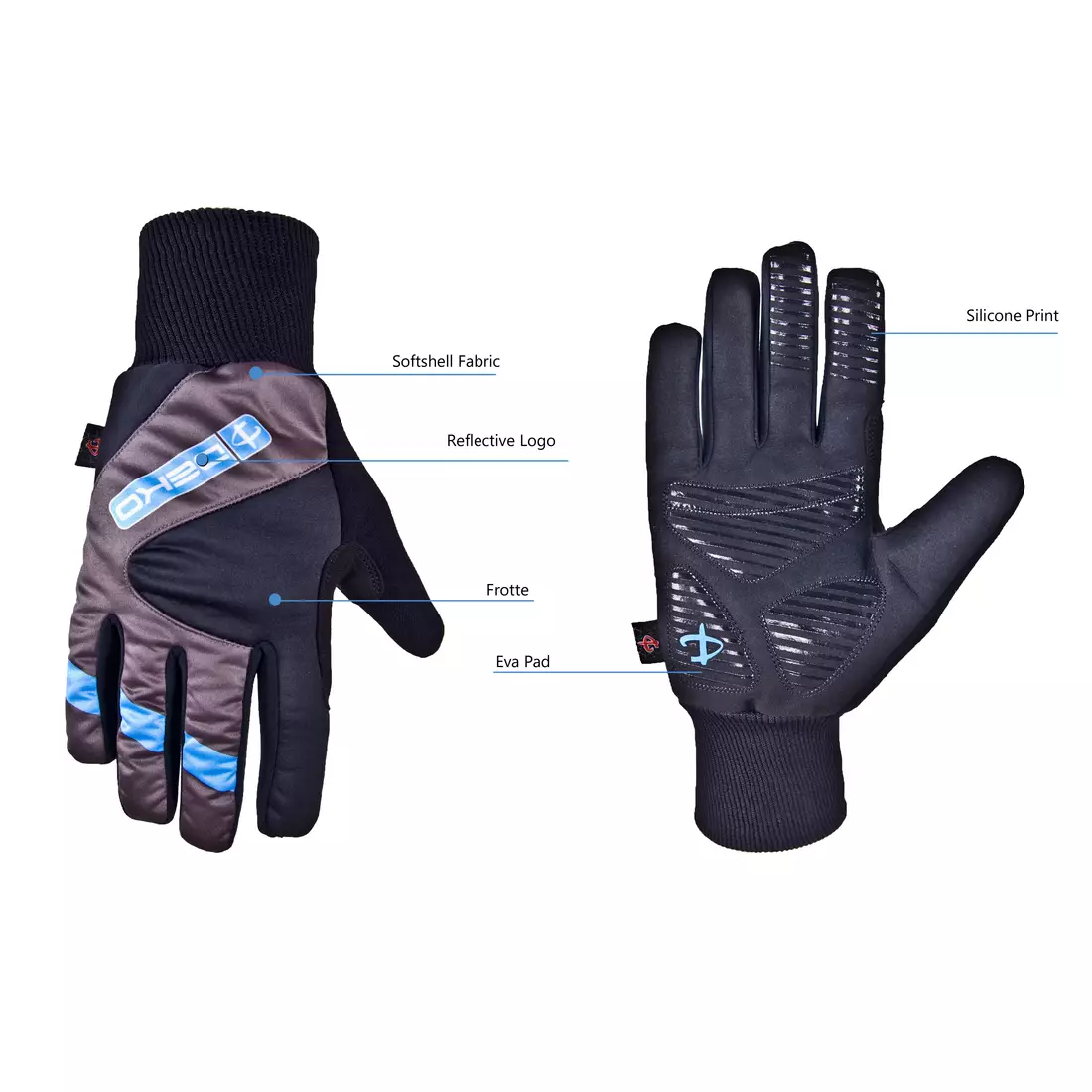 DEKO RAST winter cycling gloves black and blue DKW-910