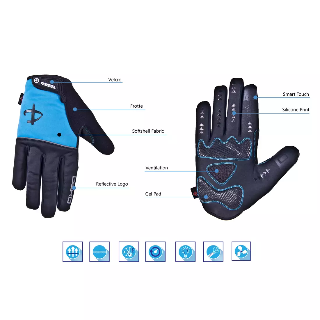 DEKO ROST winter cycling gloves black and blue DKWG-0715-006A