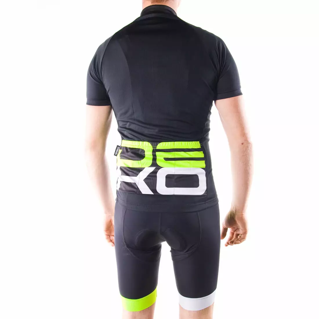 DEKO SET1 men's bib shorts black-fluor green-white