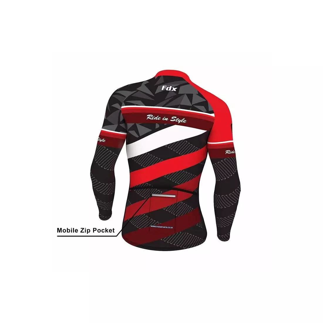 FDX 1260 insulated men's cycling sweatshirt, black and red