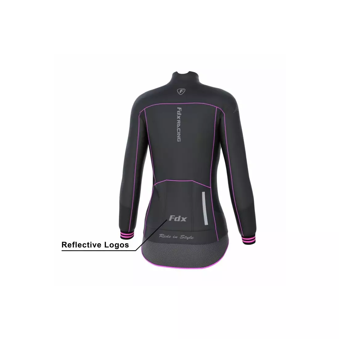FDX 1310 women's insulated cycling jacket, black and pink