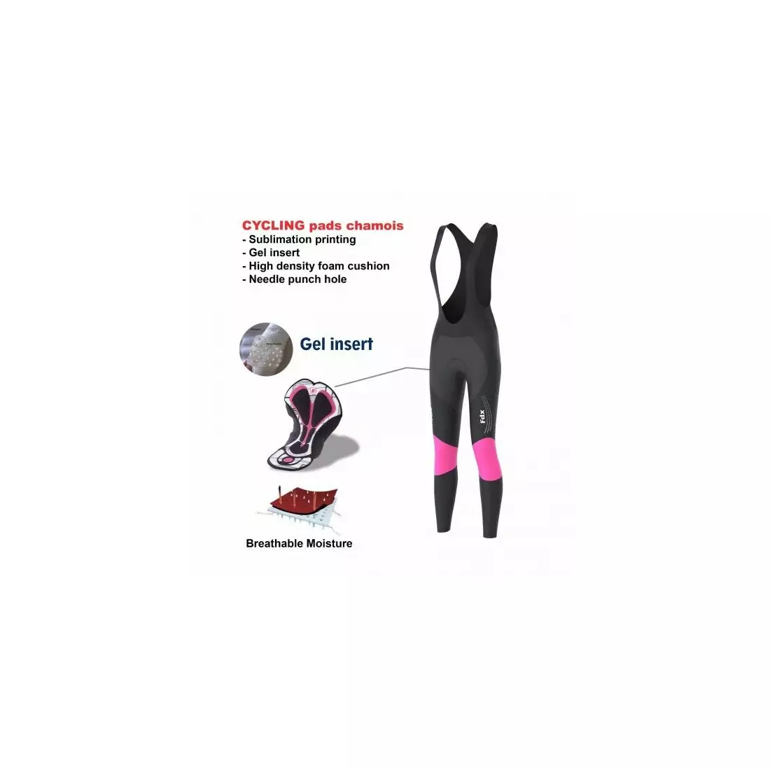 FDX 1460 women's black and pink insulated cycling pants