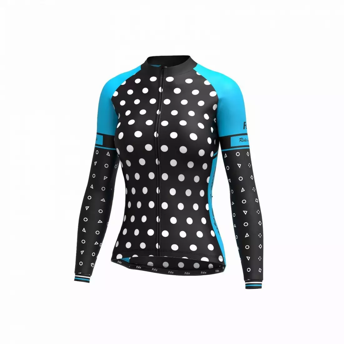 FDX 1490 women's warm cycling jersey, black-blue