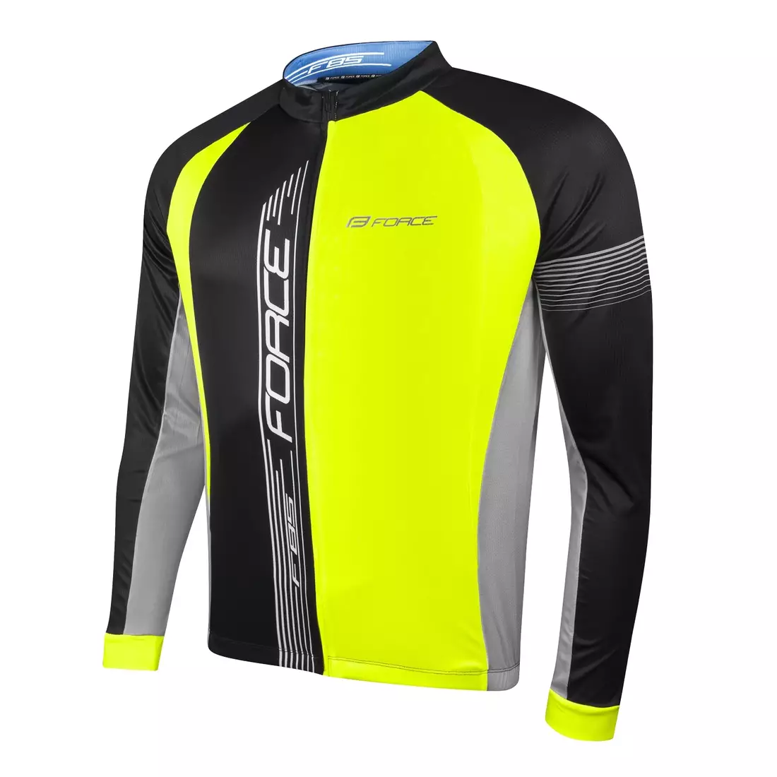FORCE summer long sleeve cycling jersey F85 black-gray-fluor yellow 900160