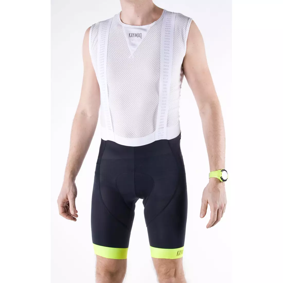 KAYMAQ PRO 30001 - men's bib shorts, HP Carbon, color: Fluor yellow