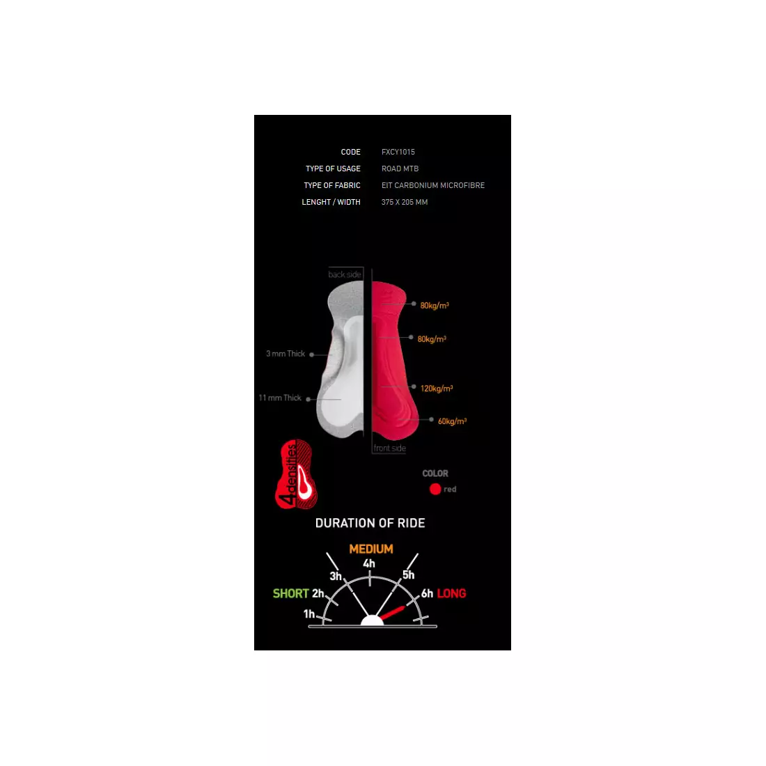 KAYMAQ PRO 30001 - men's bib shorts, HP Carbon, color: Red