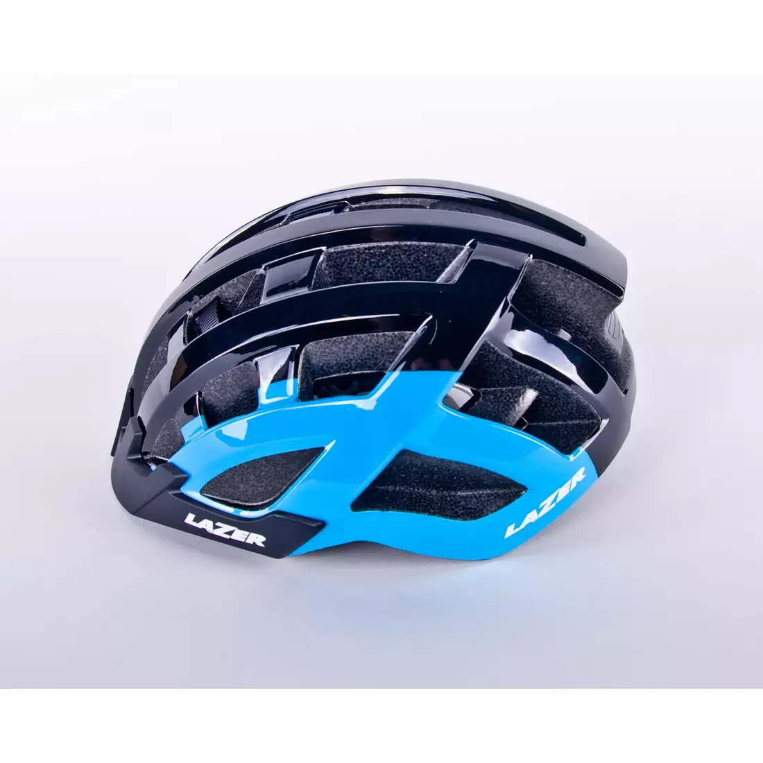LAZER Compact DLX bicycle helmet LED insect net blue black glossy
