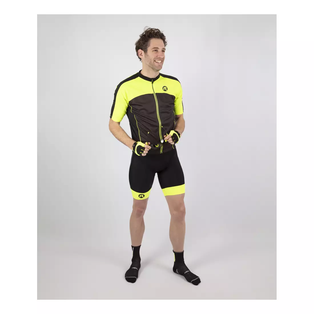 ROGELLI RAPID cycling shorts with braces black-fluor-yellow