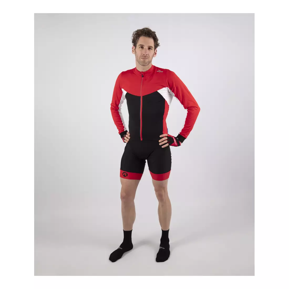 ROGELLI RAPID cycling shorts with braces black-red