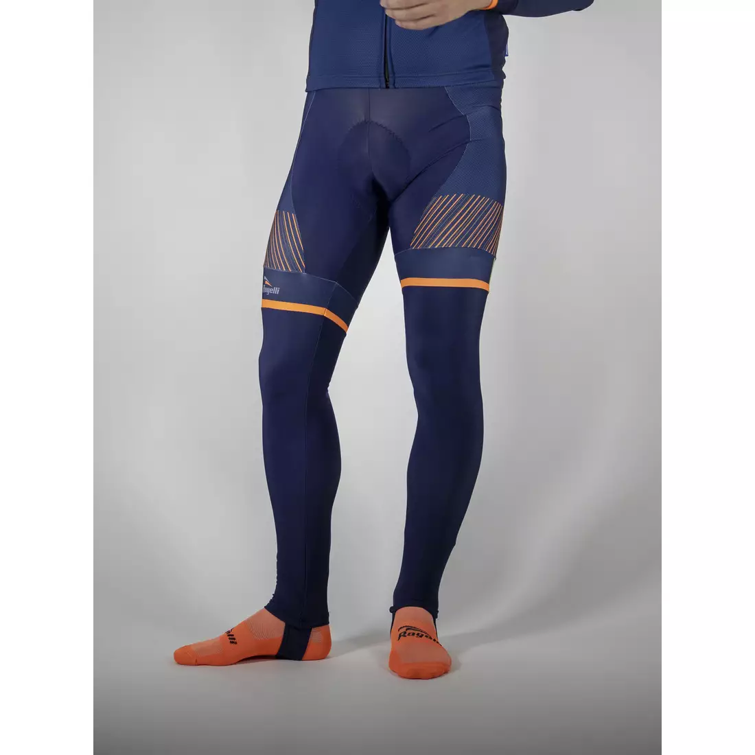 ROGELLI RITMO insulated cycling pants, navy blue-fluo orange