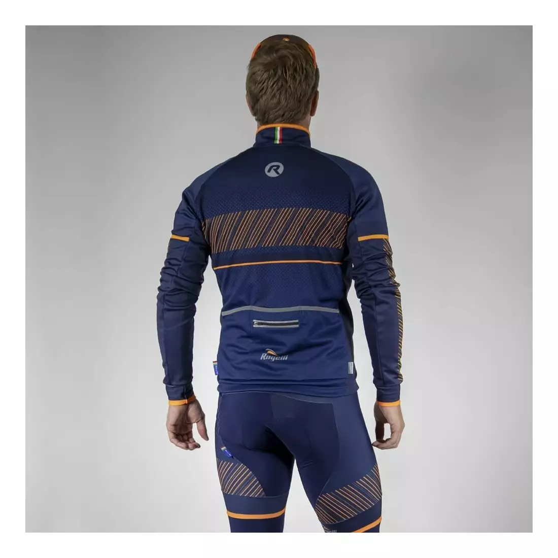 ROGELLI RITMO light insulated bicycle jacket, navy blue-fluo orange