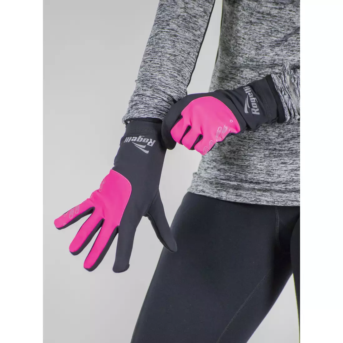 ROGELLI RUN 890.004 TOUCH Women's running gloves, black and pink