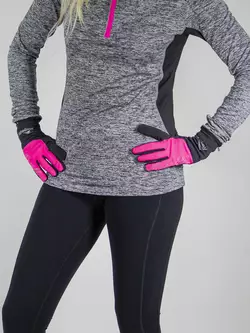ROGELLI RUN 890.004 TOUCH Women's running gloves, black and pink
