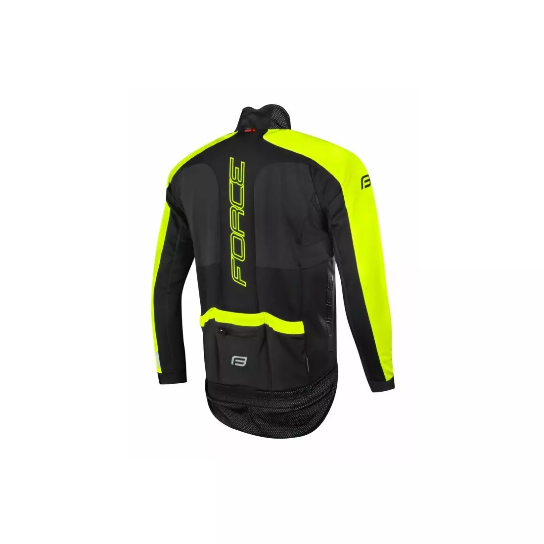 FORCE X100 winter bicycle jacket Black Fluor Yellow 899860