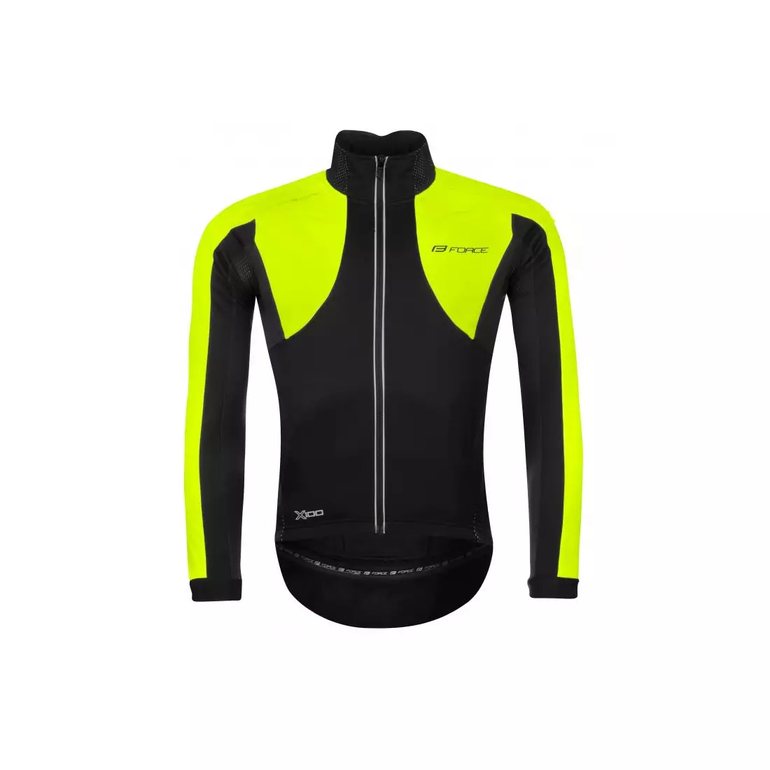 FORCE X100 winter bicycle jacket Black Fluor Yellow 899860