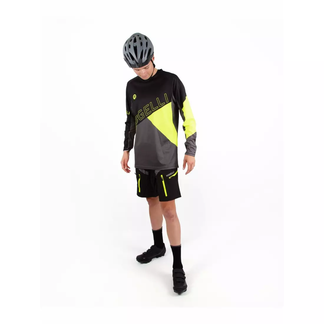 ROGELLI ADVENTURE male MTB bike shirt with a long sleeve Black Grey Fluo 060.110