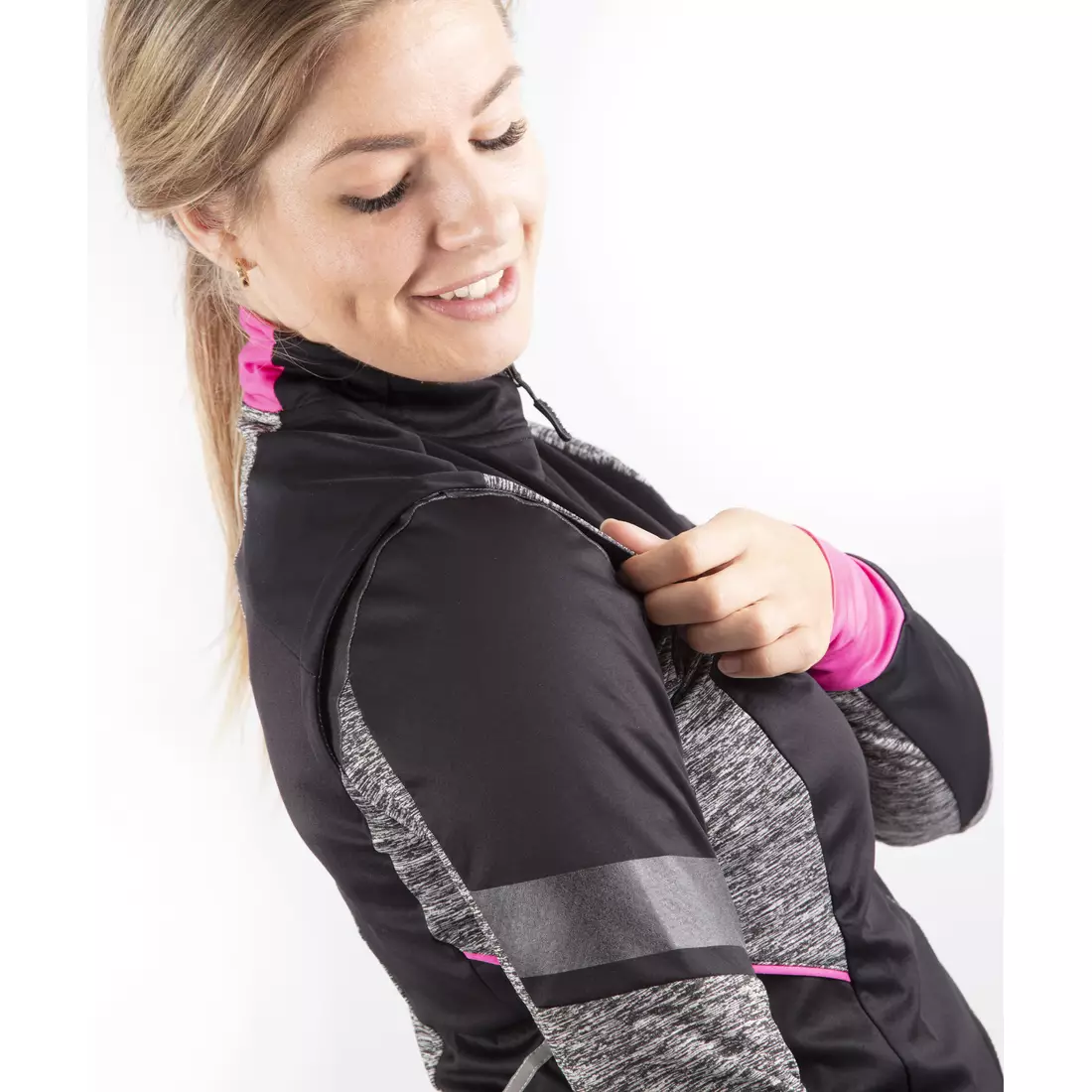 Rogelli BLISS winter women's cycling jacket Black-gray-pink 010.310