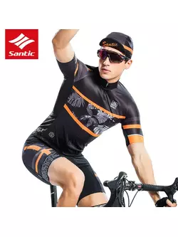 SANTIC M8C02128JU Men's cycling jersey, black and orange