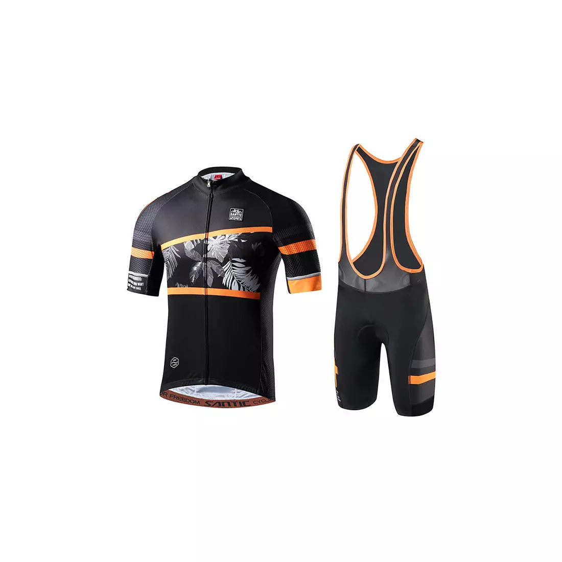 SANTIC M8C02128JU Men's cycling jersey, black and orange