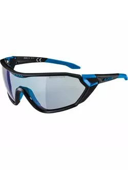 ALPINA photochromic sports glasses s-way VLM+ black matt-cyan A8585231