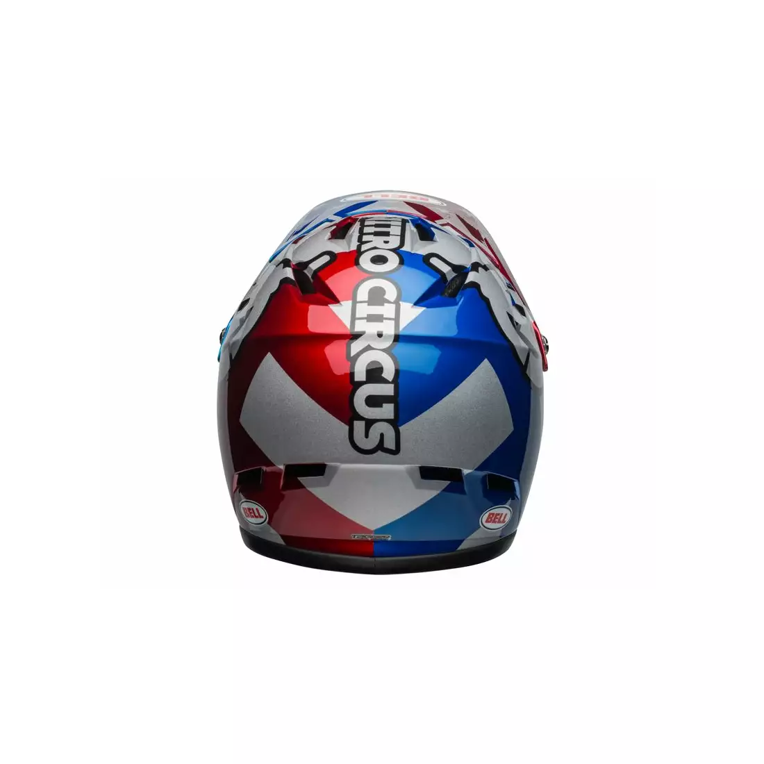 BELL SANCTION full face bicycle helmet, nitro circus gloss silver blue red
