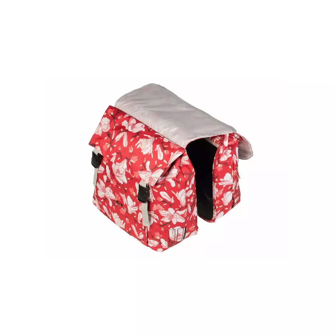 Bicycle bag BASIL MAGNOLIA DOUBLE BAG 35L, Universal Bridge System, waterproof polyester, red poppy BAS-17687